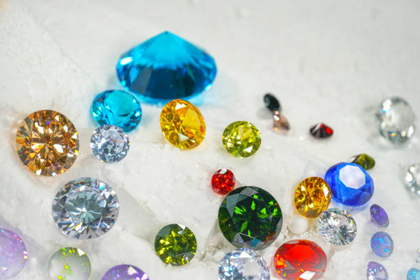 istock colorful diamonds on snowing background. 1070826006