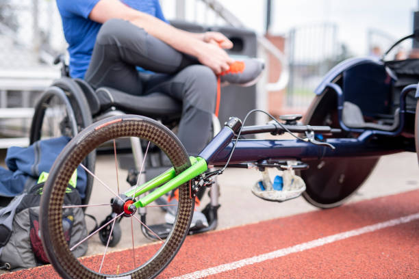 Adaptive athlete training on his racing wheelchair