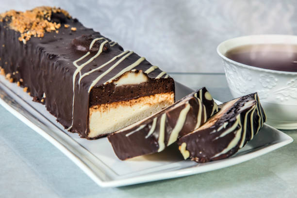 istock Cheesecake with white and brown chocolate 1070840248
