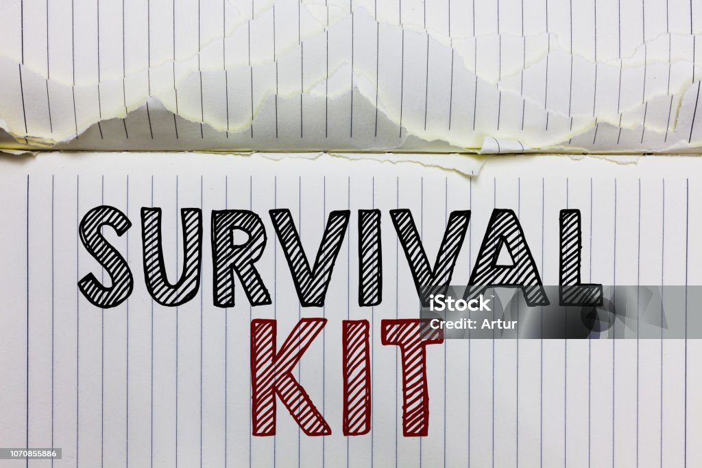 Handwriting Text Survival Kit Concept Meaning Emergency Equipment  Collection Of Items To Help Someone Open Notebook Page Crumpled Papers  Ripped Pages Several Tries Mistakes Stock Photo - Download Image Now -  iStock