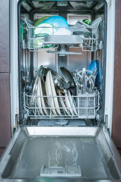 istock open dishwasher, dish washer, dishwashing machine, washing machine 1070860026