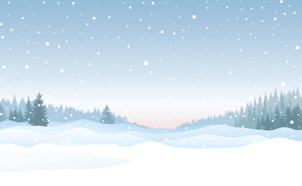 ilustrações, clipart, desenhos animados e ícones de fundo de neve de natal. paisagem do inverno de neve. skyline de natal feliz. - blizzard