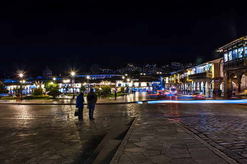 Plaza de Armas  at night n Cusco, Peru, South America.
