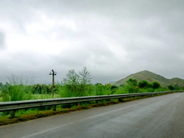 Photo of Jaipur delhi indian road with clouds mist fog