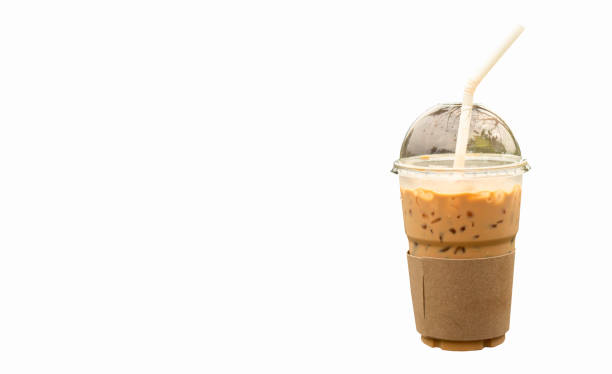 istock Iced coffee in a plastic glass on a white background. 1070874720