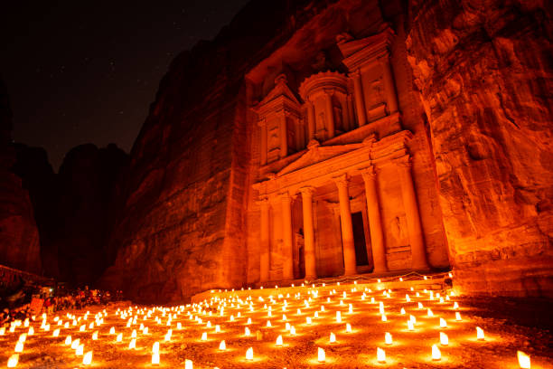 istock Petra by night in Jordan with the candle light 1070876808
