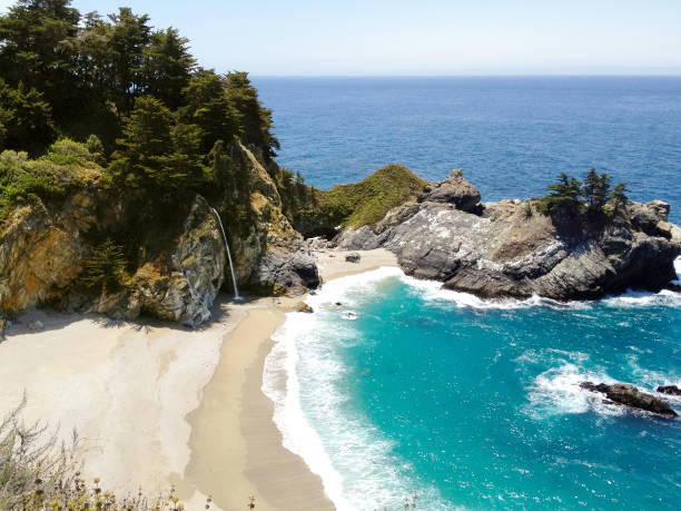 Julia Pfeiffer Burns State Park Waterfall and Beach, California.