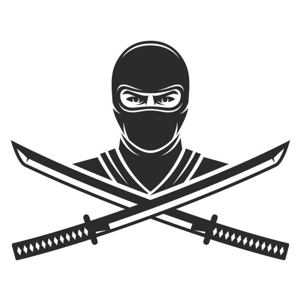 ilustrações de stock, clip art, desenhos animados e ícones de ninja warrior mascot logo vector - ninja