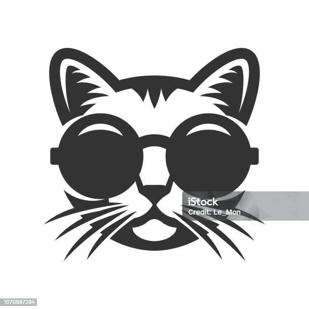 Chat En Icône Des Lunettes De Soleil Rondes Vecteurs libres de droits et plus d'images vectorielles de Chat domestique - Chat domestique, Logo, Icône