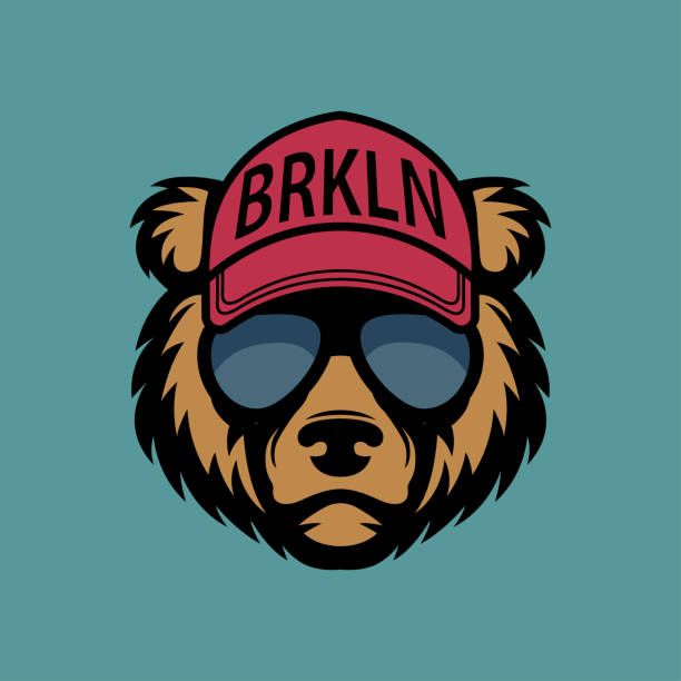 stockillustraties, clipart, cartoons en iconen met cool bear in zonnebril - beer