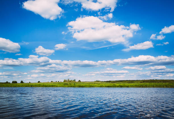 istock River reeds shore sky water landscape 1070896744