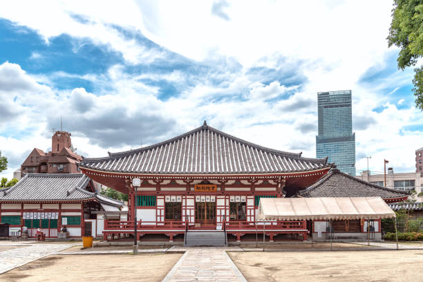 Shitenno-ji temple Osaka, OSAKA, JAPAN - September 11 2018: The Amidado hall of the Shitenno-ji temple shitenno ji stock pictures, royalty-free photos & images