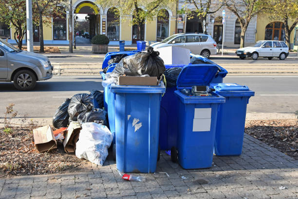 Garbage cans on the city street