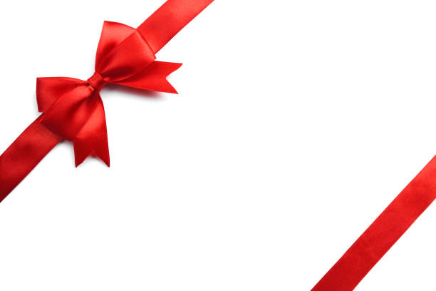 istock Shiny red satin ribbon on white background 1070908510