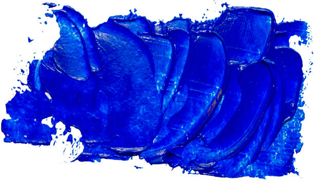 istock Hand drawn isolated paintbrush stripe with blue color oil. Splatter Paint Texture. Distress rough background. Scratch, Grain, Noise rectangle stamp. 1070910138