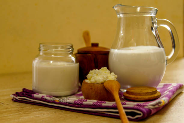 istock Homemade milk kefir and kefir grain - oraganic probiotic drink 1070912848