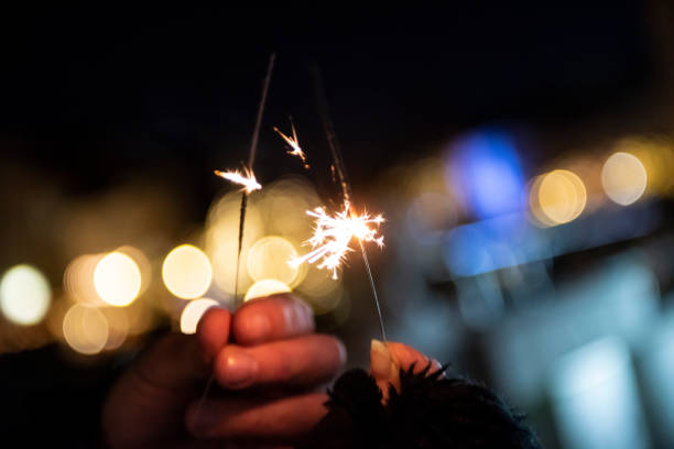 istock Senior couple with sparklers 1070924130