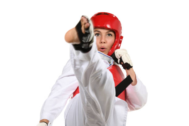ringlokschuppen aufstieg - padding tae kwon do helmet karate stock-fotos und bilder