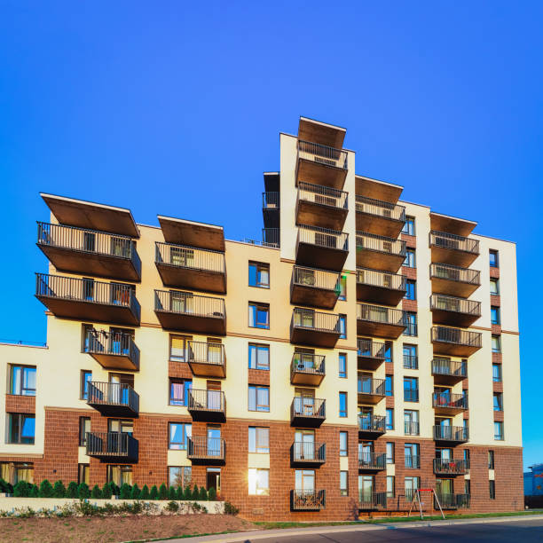 istock Modern residential apartment house complex with outdoor facilities 1070935432
