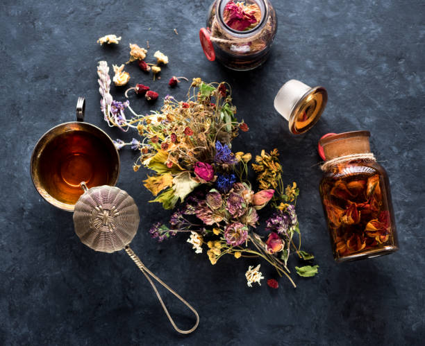 istock Dried medicinal herbs and flowers and herbal tea 1070935450