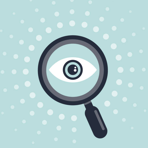 Icon design of eye and Magnifying glass Vector Icon of eye and Magnifying glass tax patterns stock illustrations