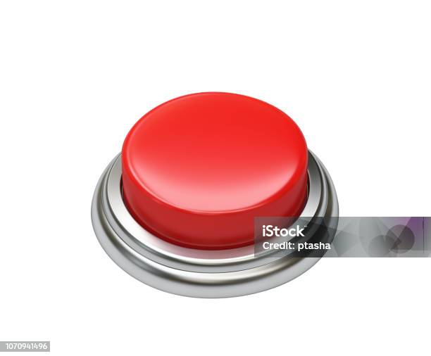 Red Button Isolated On White Stock Photo - Download Image Now - Alarm,  Beginnings, Circle - iStock