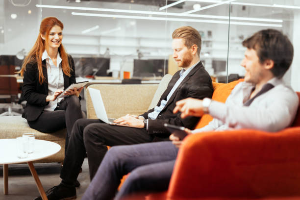 istock Business people conversation. Technology at hand 1070943704