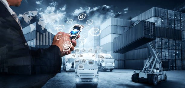 istock Smart technology concept with global logistics partnership Industrial Container Cargo freight ship, internet of things Concept of fast or instant shipping, Online goods orders worldwide 1070944172