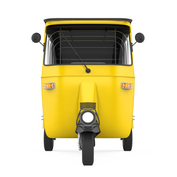 Auto Rickshaw Isolated Auto Rickshaw isolated on white background. 3D render auto rickshaw taxi india stock pictures, royalty-free photos & images