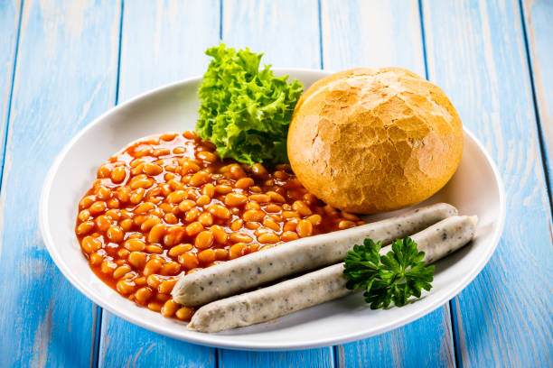 Grilled sausages and vegetables