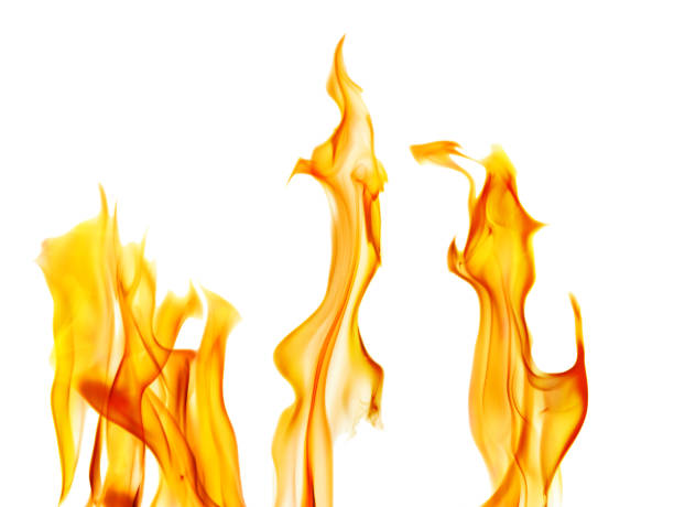 istock orange sparks of three bright flames on white 1070952980