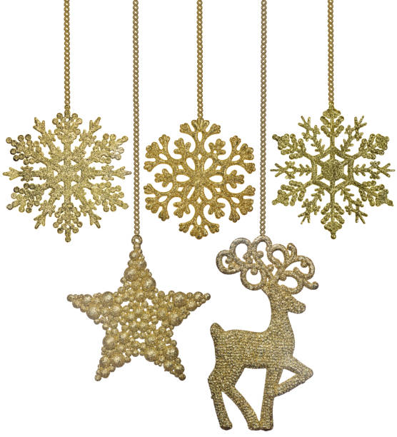istock set of five gold christmas decorations on chains 1070953100