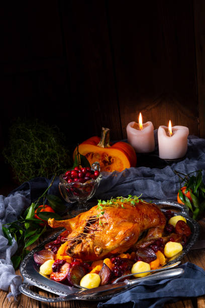 istock Tasty Duck roasted with thyme and Apple 1070958292