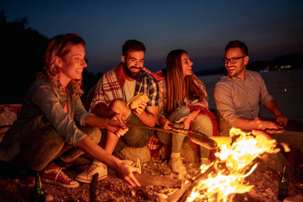 istock Group of young friends having picnic on the beach 1070960036