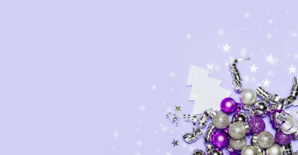istock Christmas background with purple balls 1070965188