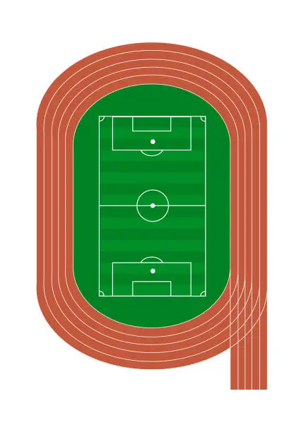 Vector illustration of Vector running track and soccer field