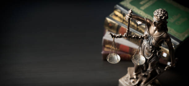 istock Lady justice. Statue of Justice in library 1070981872