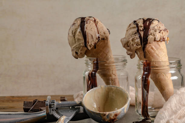 istock Chocolate ice cream in waffle cones 1070984030