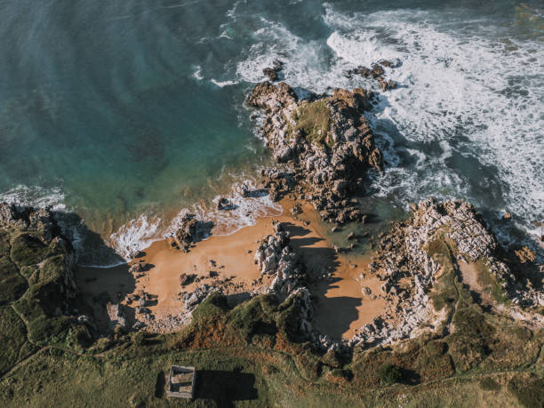 istock Aerial view of small rocky beach 1070991528