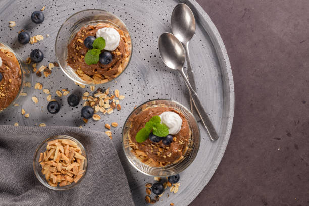 istock Glass cups of chocolate and chestnuts mousse 1070994150