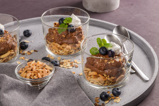 istock Glass cups of chocolate and chestnuts mousse 1070994342