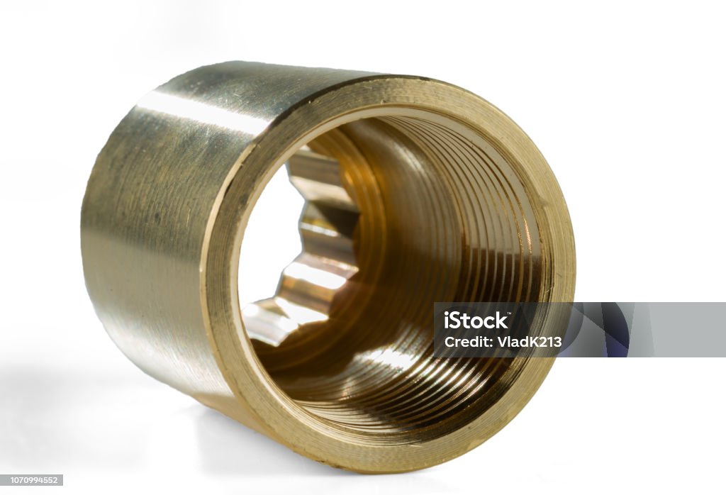 Brass Regular Coupling With Internal And External Thread Isolated On ...