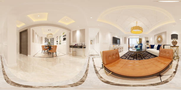 istock 3D Render 360 Degrees Modern Living Room 1071000756