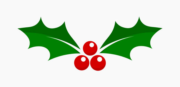 holly berry weihnachten symbol - christmas holly mistletoe symbol stock-grafiken, -clipart, -cartoons und -symbole