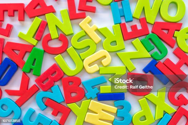 Colorful Numbers And Letters As Background On The Topic Of Learning And School Stock Photo - Download Image Now