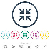 istock Minimize arrows flat color icons in round outlines 1071014226
