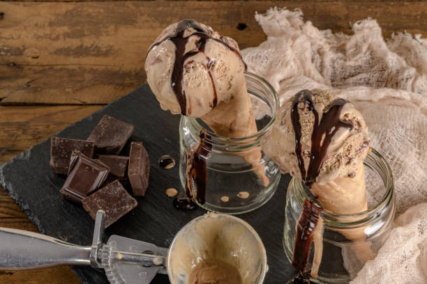 istock Chocolate ice cream in waffle cones 1071016874