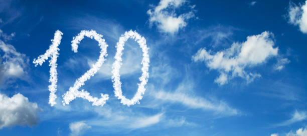 istock Number 120 on a blue background with clouds 1071018836