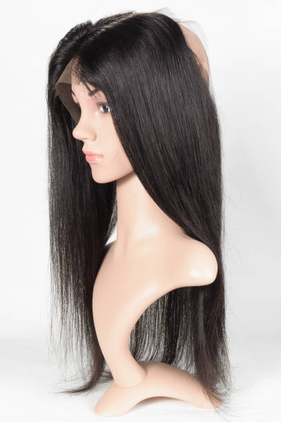 istock Circled loop straight black human hair weaves extensions lace frontal 1071031320