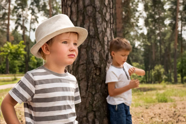 istock Two cute boys in the park 1071036270